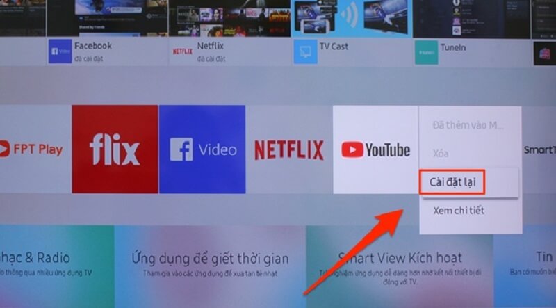 Cài đặt lại ứng dụng Youtube cho tivi Beko
