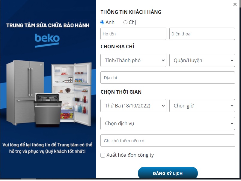 Tiện lợi và nhanh chóng với dịch vụ đặt lịch bảo hành online